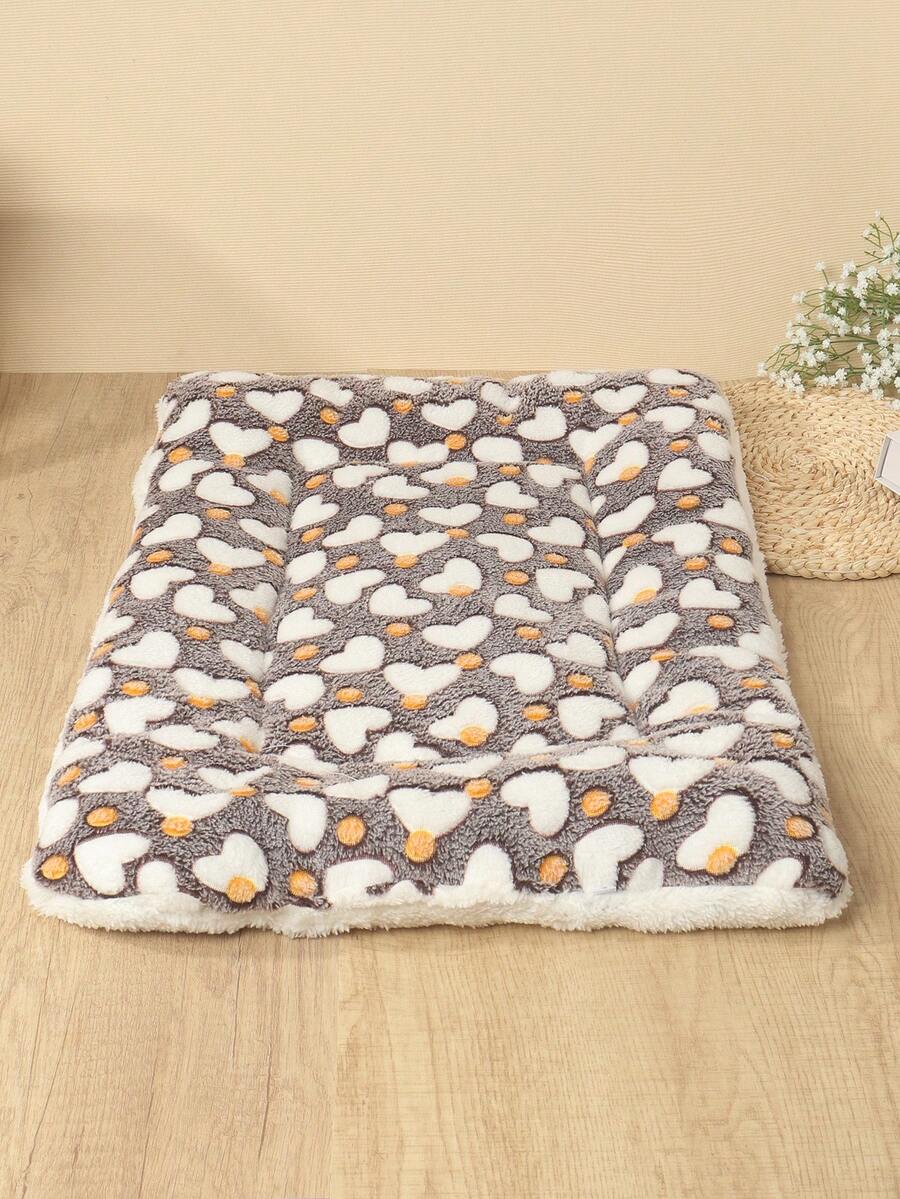 Thickened grey pet bed mat with pink star pattern designed for small and medium cats and dogs