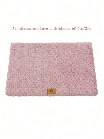 Pink memory foam pet bed cushion with removable polyester cover for cats and dogs.