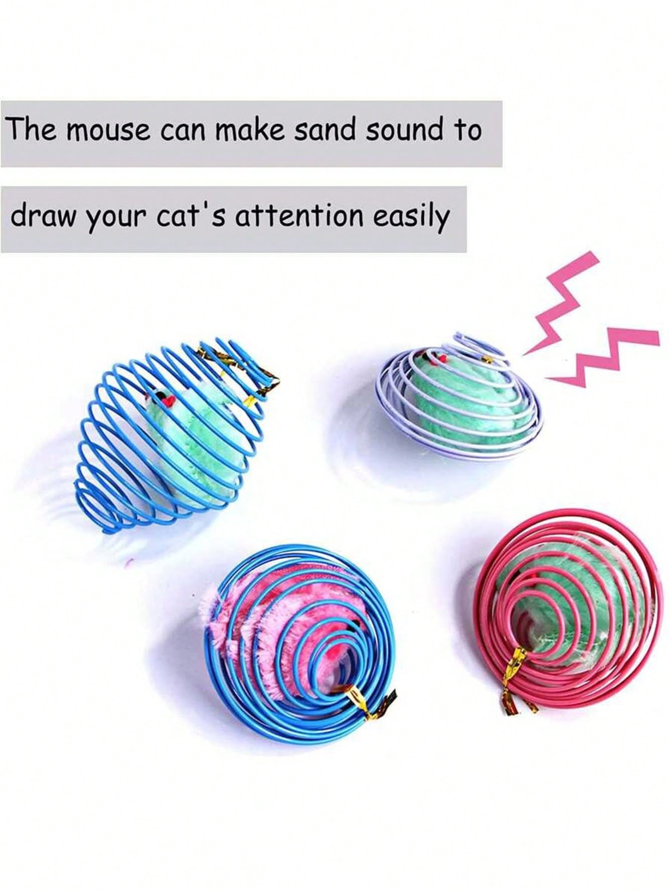 1/2/5pcs Random Color Cat Toy Spring Design Cage With Mouse Shaped Adorable Appearance Perfect For Cat Play