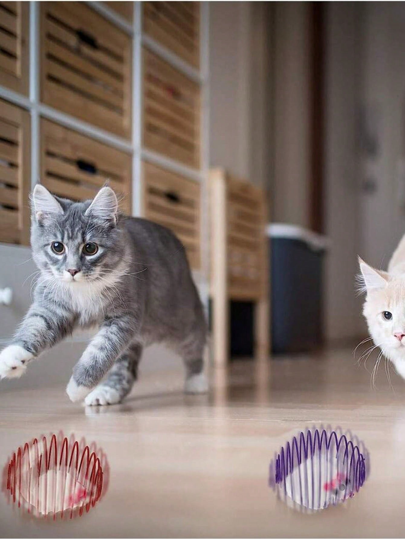 1/2/5pcs Random Color Cat Toy Spring Design Cage With Mouse Shaped Adorable Appearance Perfect For Cat Play