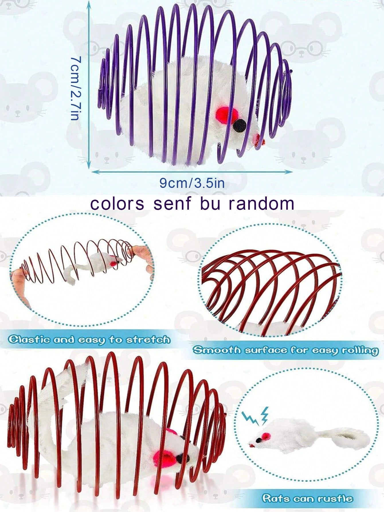 1/2/5pcs Random Color Cat Toy Spring Design Cage With Mouse Shaped Adorable Appearance Perfect For Cat Play