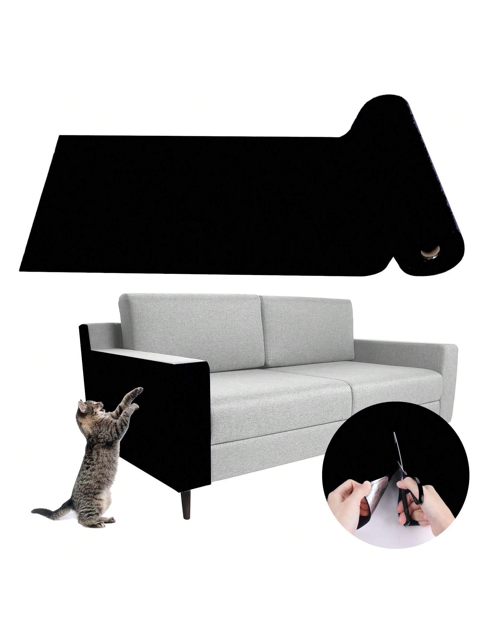 Khaki self-adhesive trimmable cat scratching mat carpet designed as a furniture protector for cats