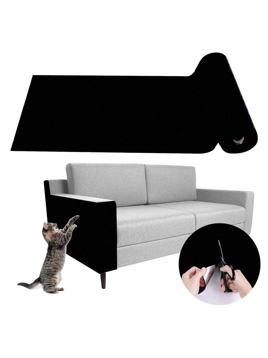 Khaki self-adhesive trimmable cat scratching mat carpet designed as a furniture protector for cats