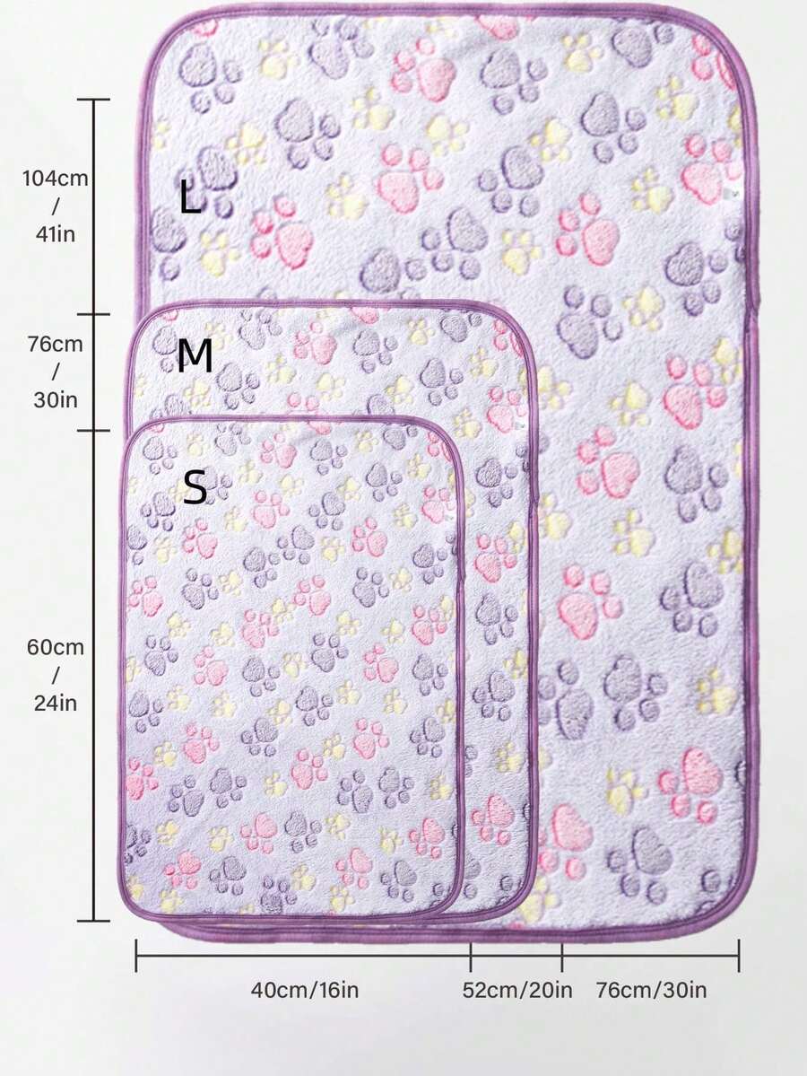 Warm plush pet blanket featuring a multicolor cartoon cat and plant print pattern, made from 100% polyester fabric for cats and dogs.