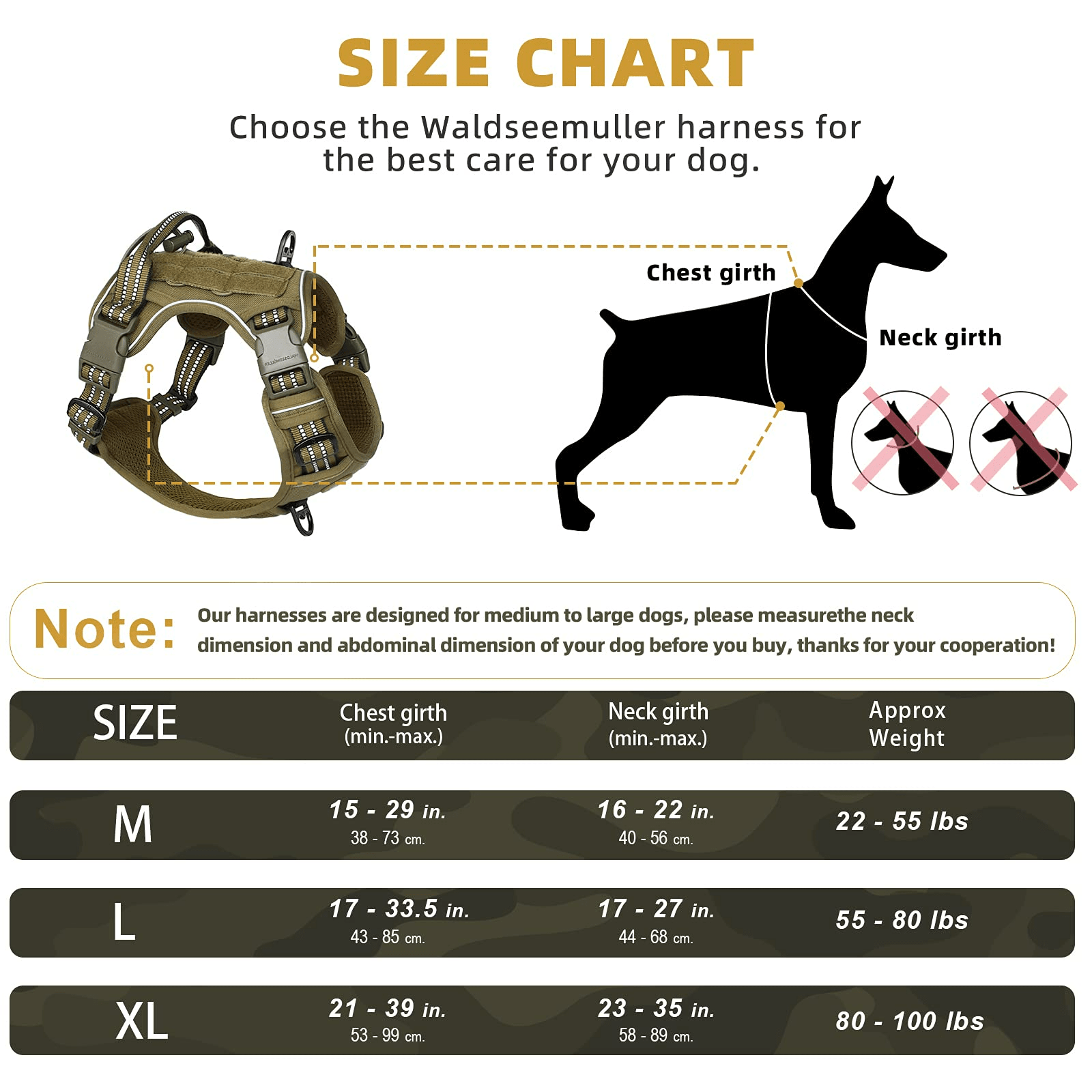 Adjustable tactical dog harness in military vest style with double metal hook and anti-pull design for dog training and walking