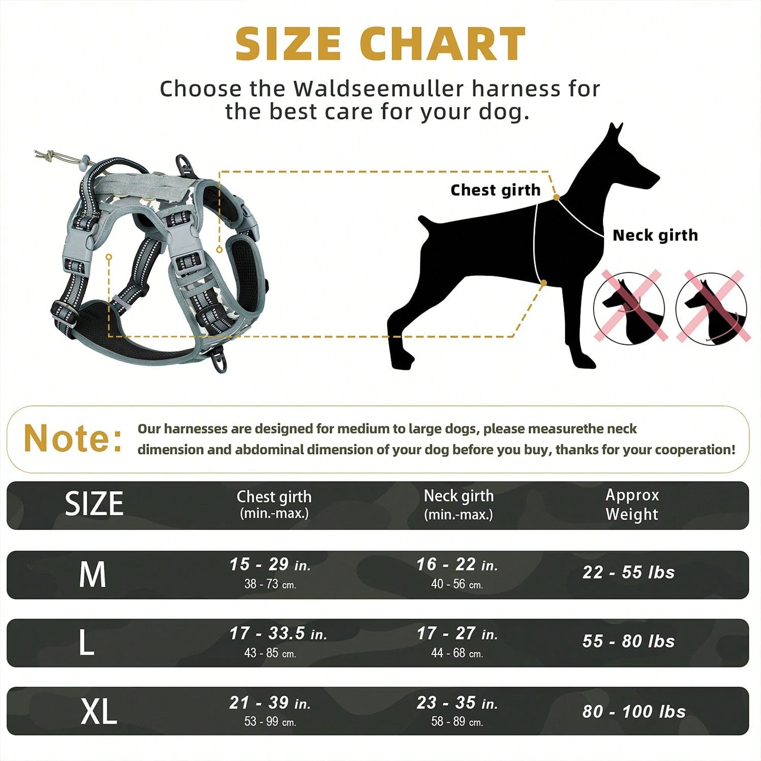 Adjustable tactical dog harness in military vest style with double metal hook and anti-pull design for dog training and walking