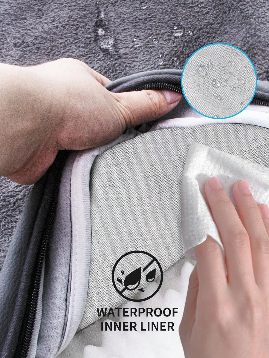 Dark grey memory foam pet bed with removable washable faux fur cover and non-slip bottom for dogs and cats