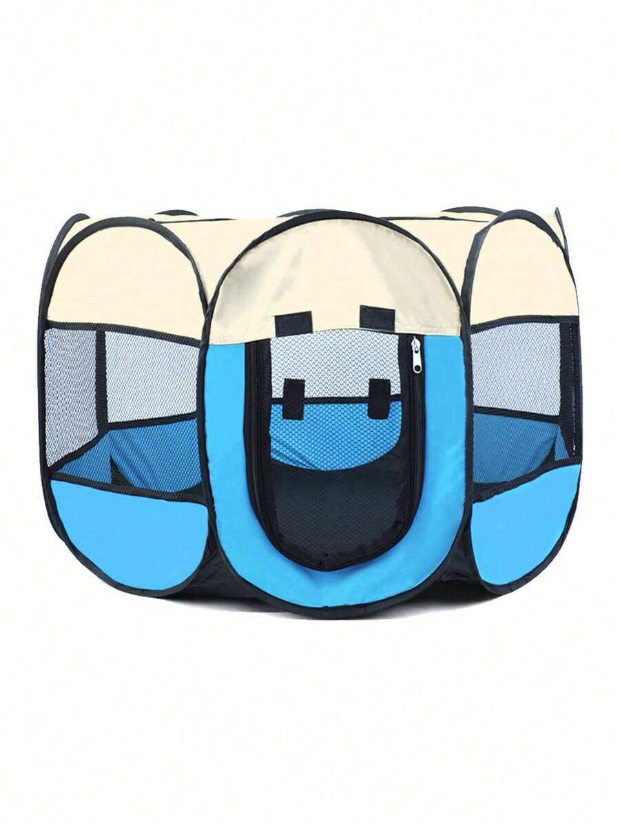 Multicolor octagonal pet tent bed made of scratch-resistant polyester fabric for dogs and cats