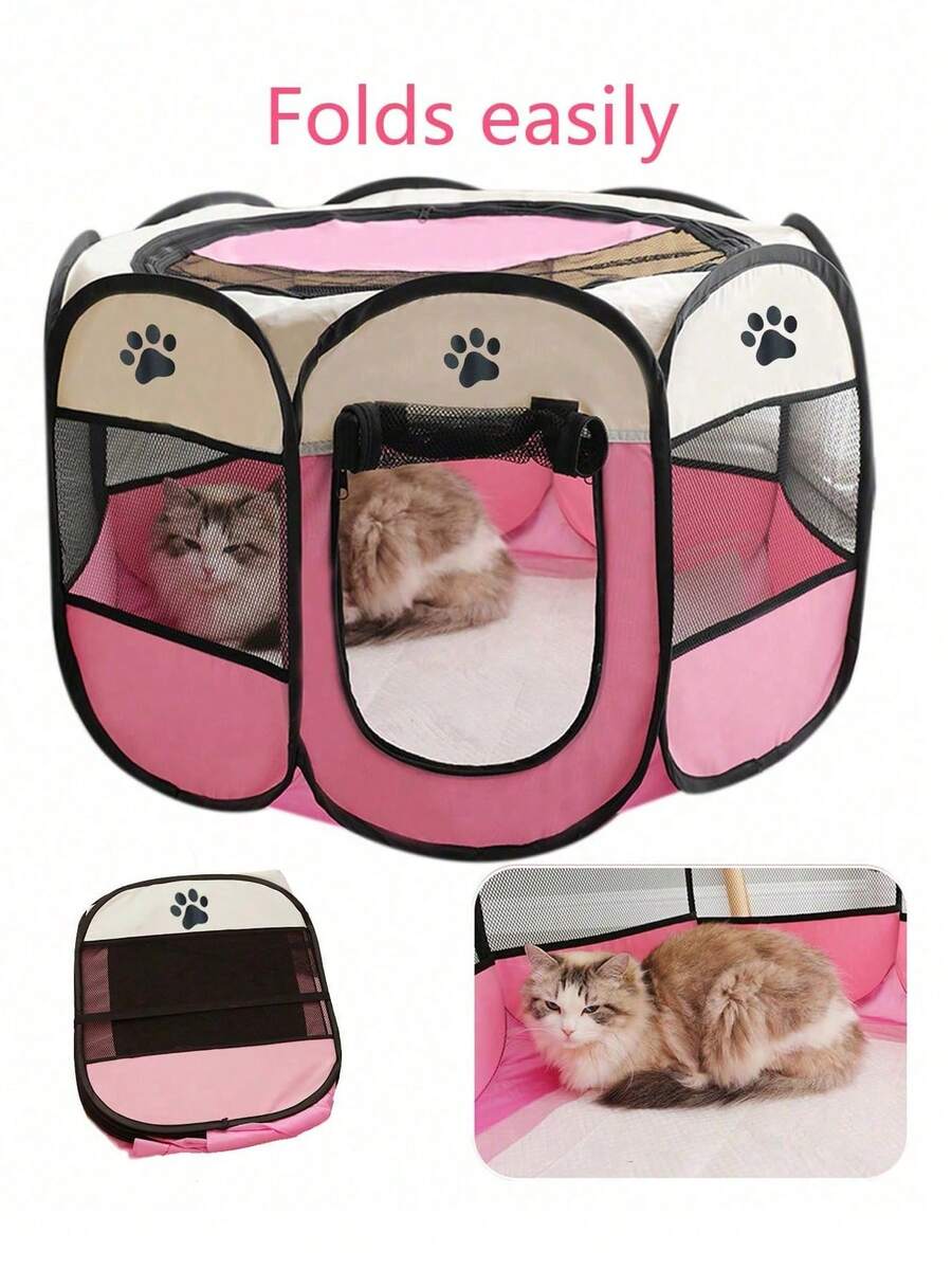 Multicolor octagonal pet tent bed made of scratch-resistant polyester fabric for dogs and cats