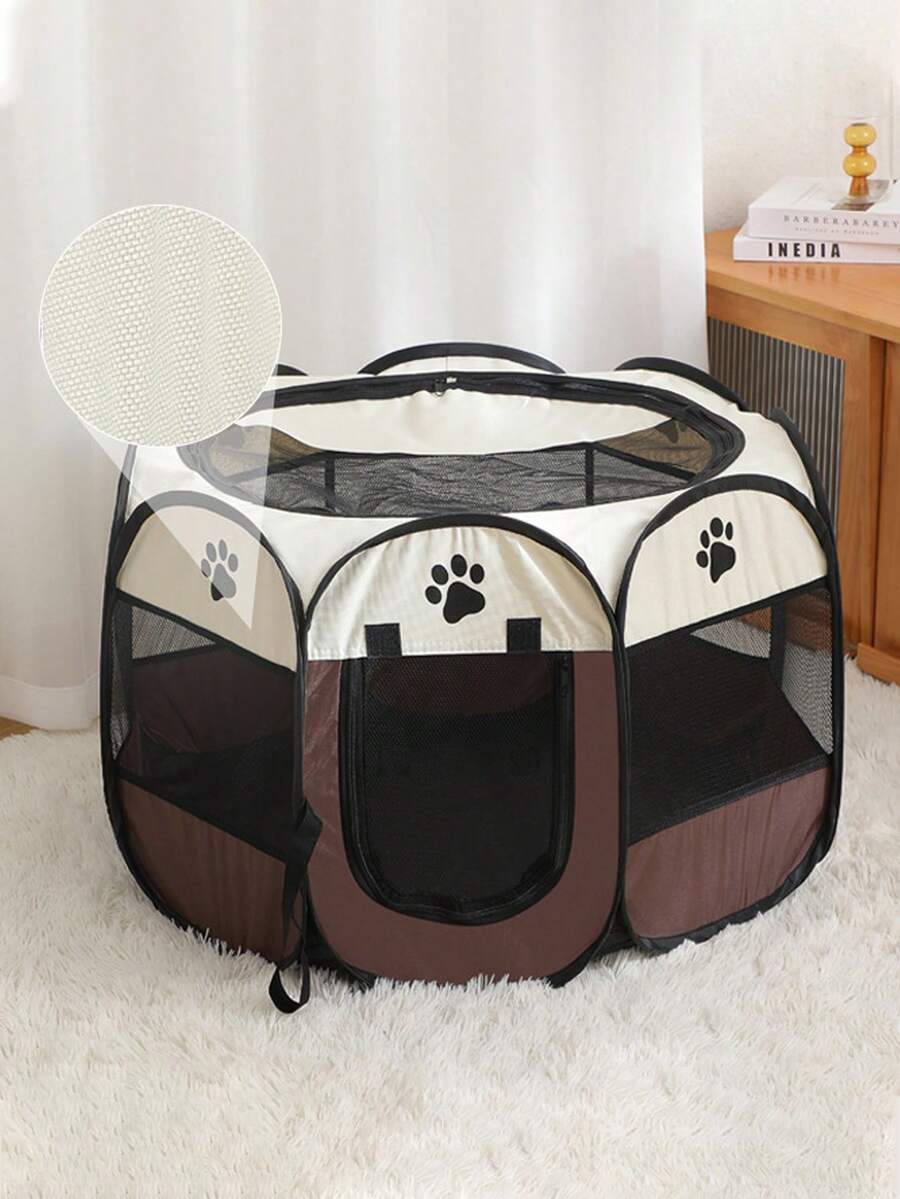 Multicolor octagonal pet tent bed made of scratch-resistant polyester fabric for dogs and cats