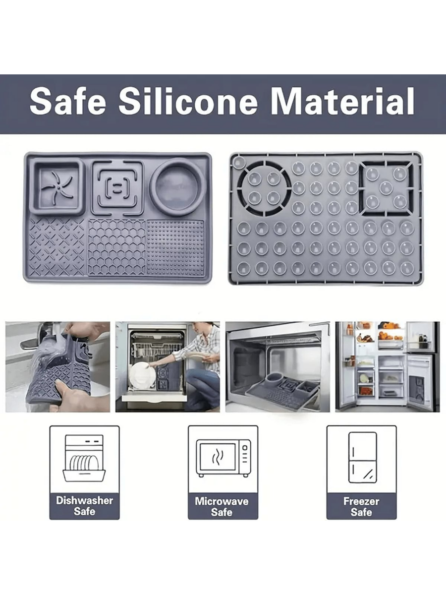 Multicolor silicone pet lick mat slow feeder with suction cups designed for dogs and cats