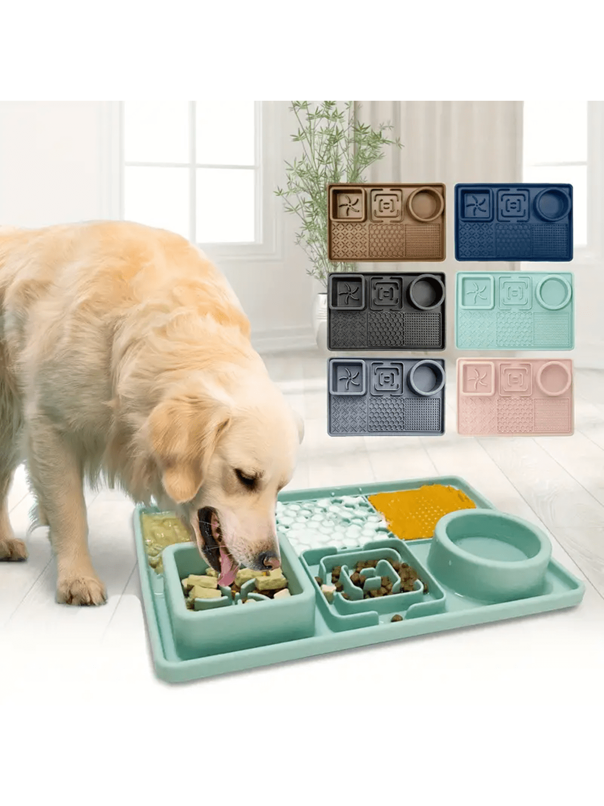 Multicolor silicone pet lick mat slow feeder with suction cups designed for dogs and cats