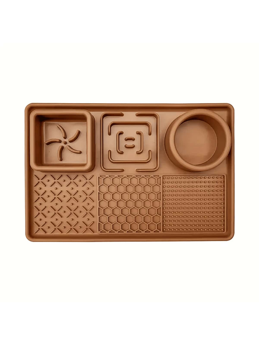 Multicolor silicone pet lick mat slow feeder with suction cups designed for dogs and cats