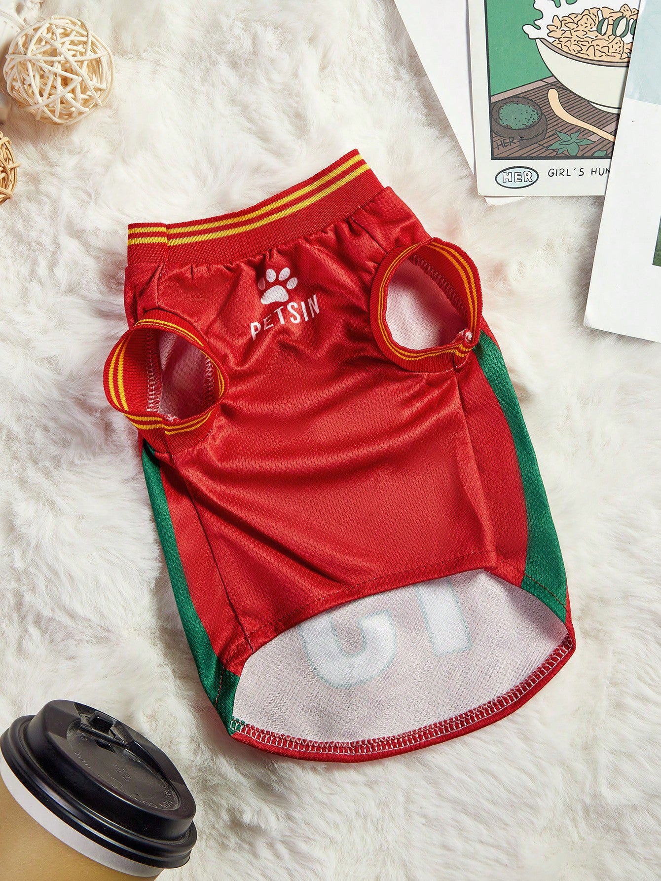 Mexican National Team Style Pet Jersey, Size 15, Striped With English Number Print, Contrast Color Collar And Ribbed Cuffs, Suitable For All Breeds