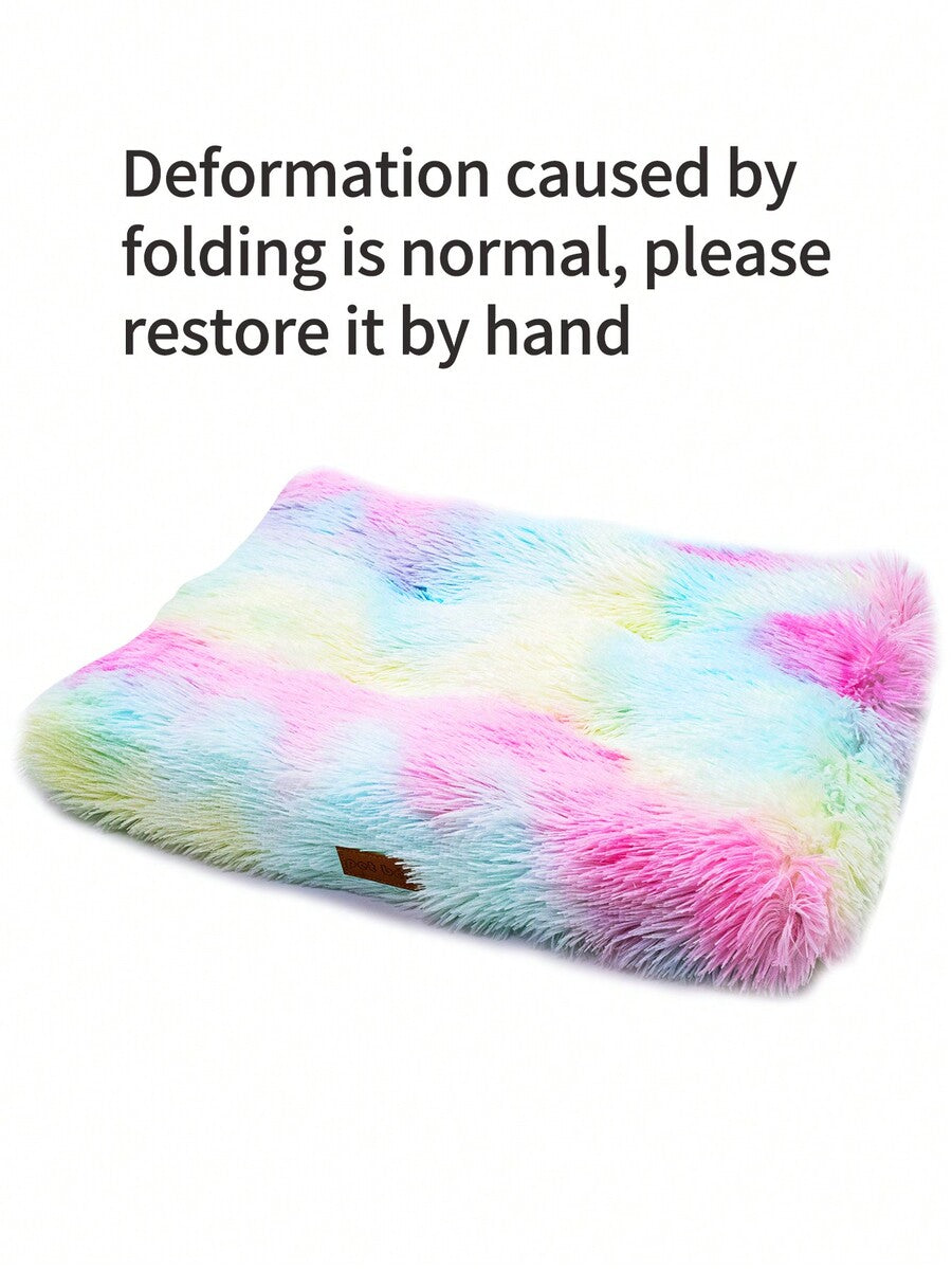 Multicolor washable plush pet crate bed and anti-slip sleeping mat for dogs and cats