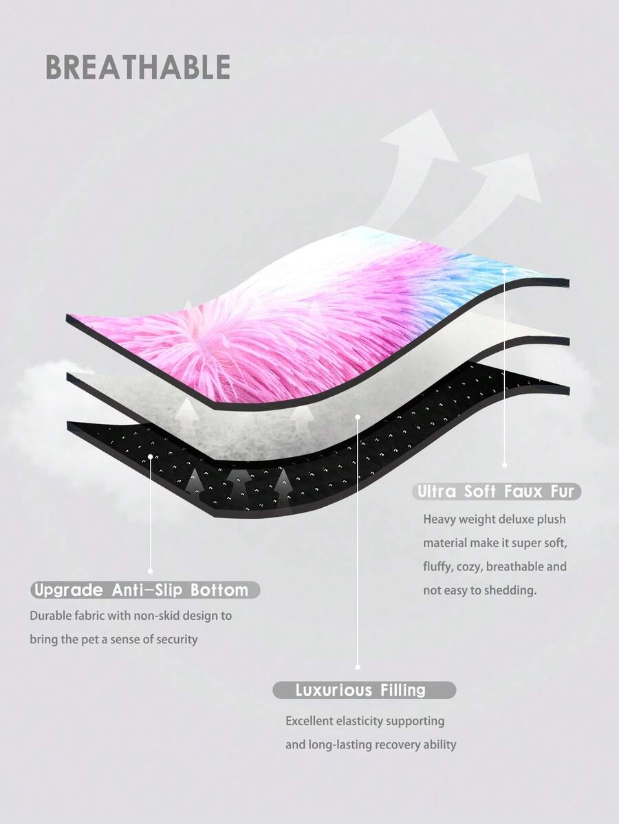Multicolor washable plush pet crate bed and anti-slip sleeping mat for dogs and cats