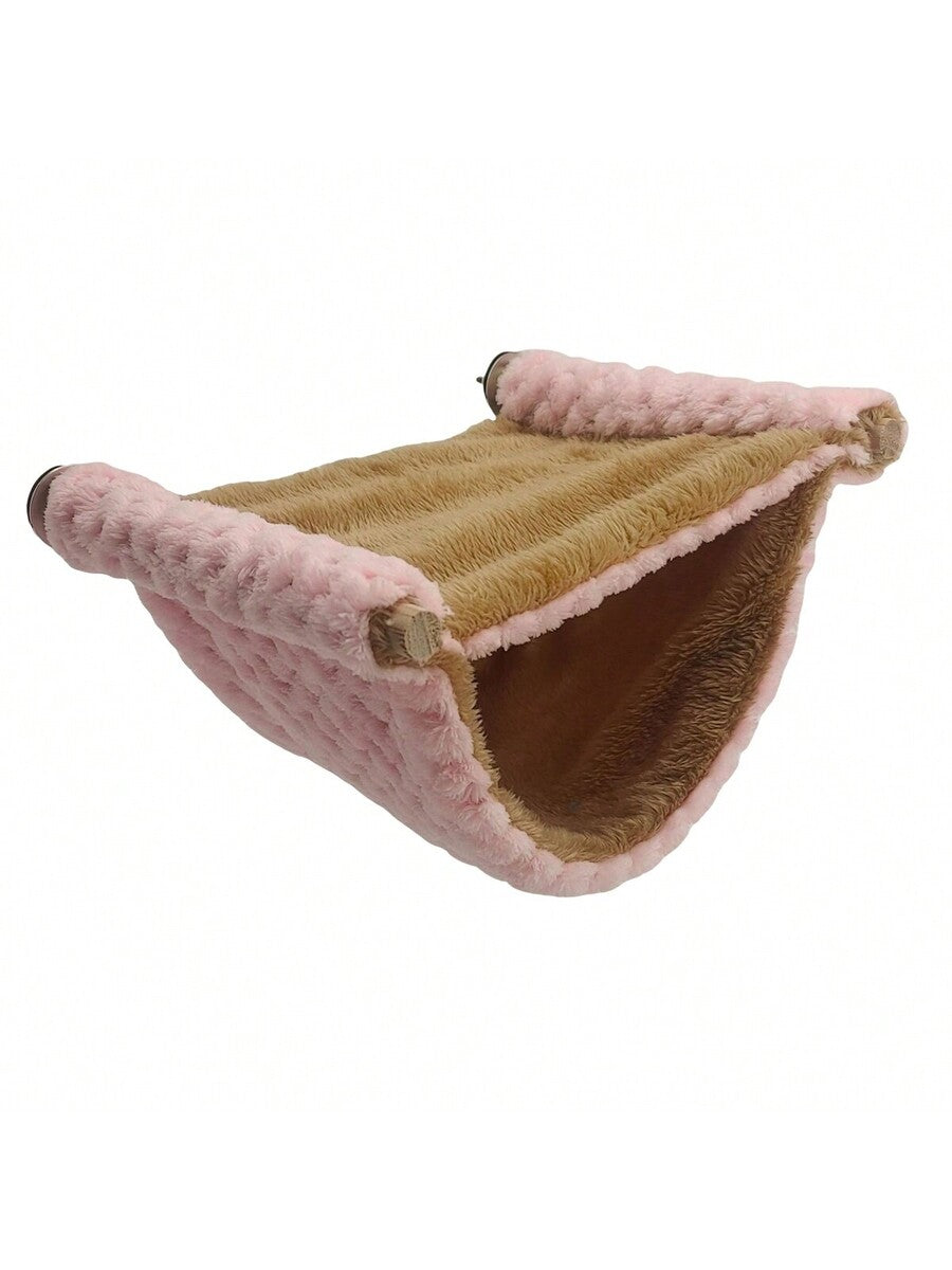 Multicolor soft coral fleece hanging hammock bed designed for hamsters, sugar gliders, and small pets