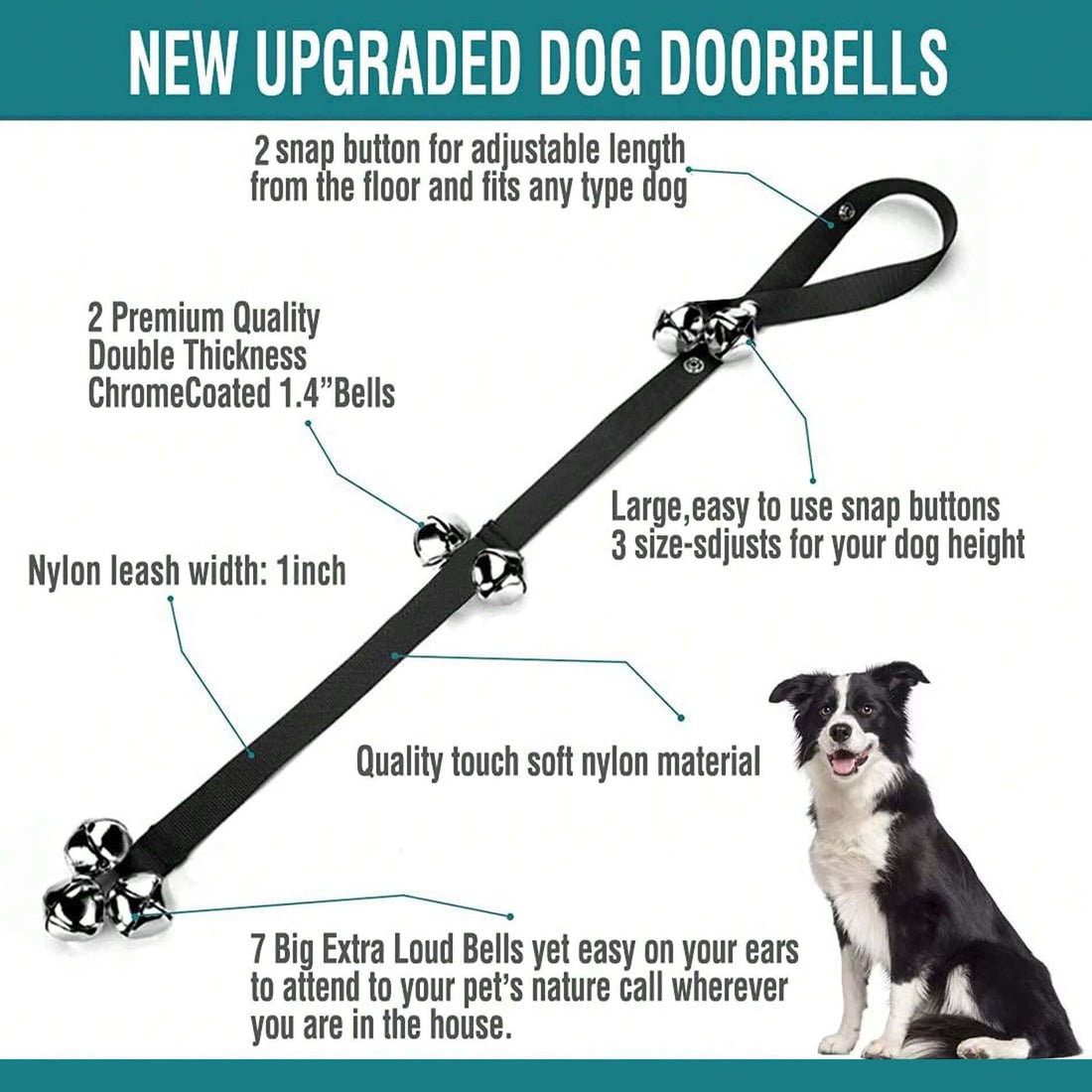 Dog Doorbells Premium Quality Training Potty Great Dog Bells Adjustable Door Bell Dog Bells For Potty Training Your Puppy The Easy Way - 7 Extra Large Loud 1.4 DoorBells