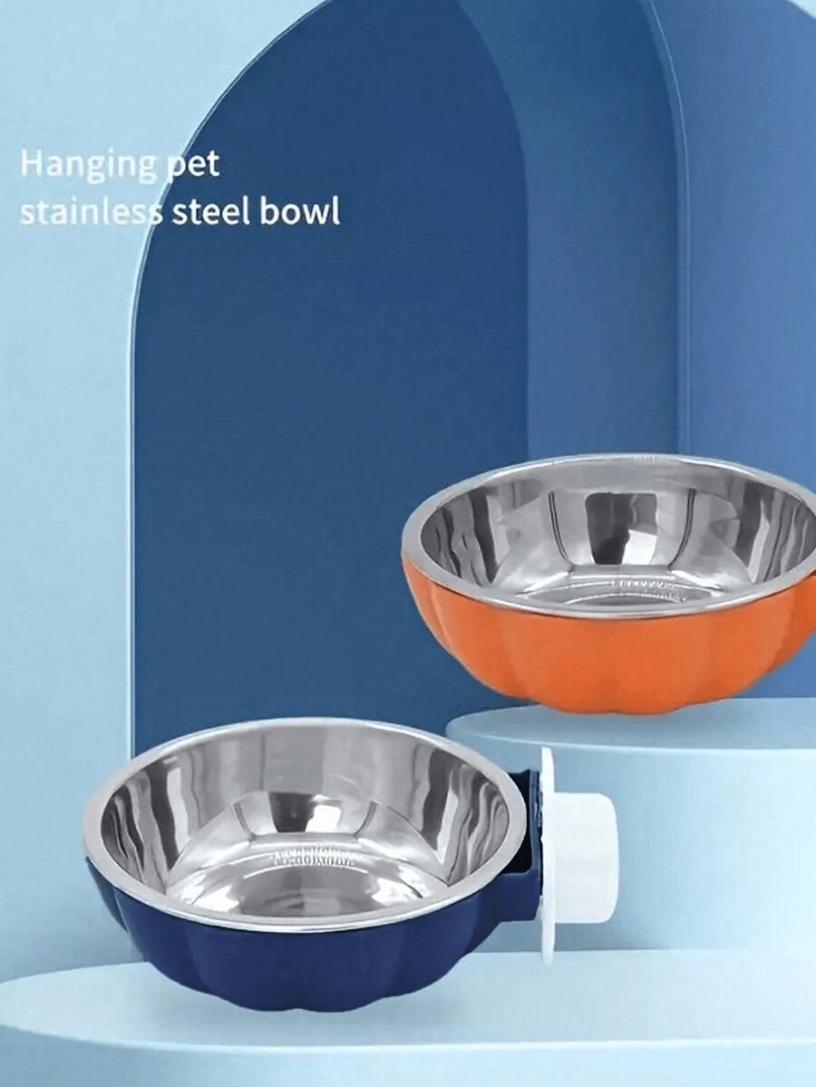 Blue detachable pet cage hanging food and water bowl with safety lid for small animals like hamsters and rats