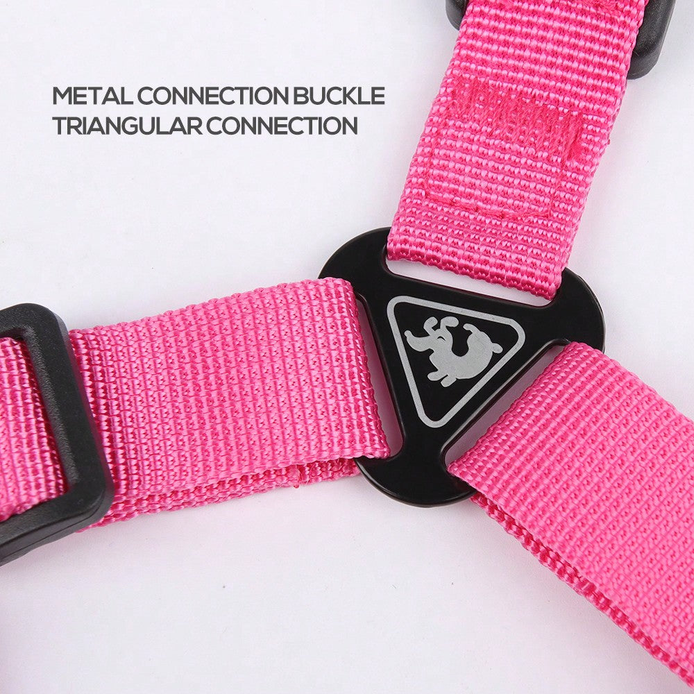Black reflective dog leash set with adjustable polyester harness and collar, soft breathable mesh design for small and medium dogs during outdoor walks