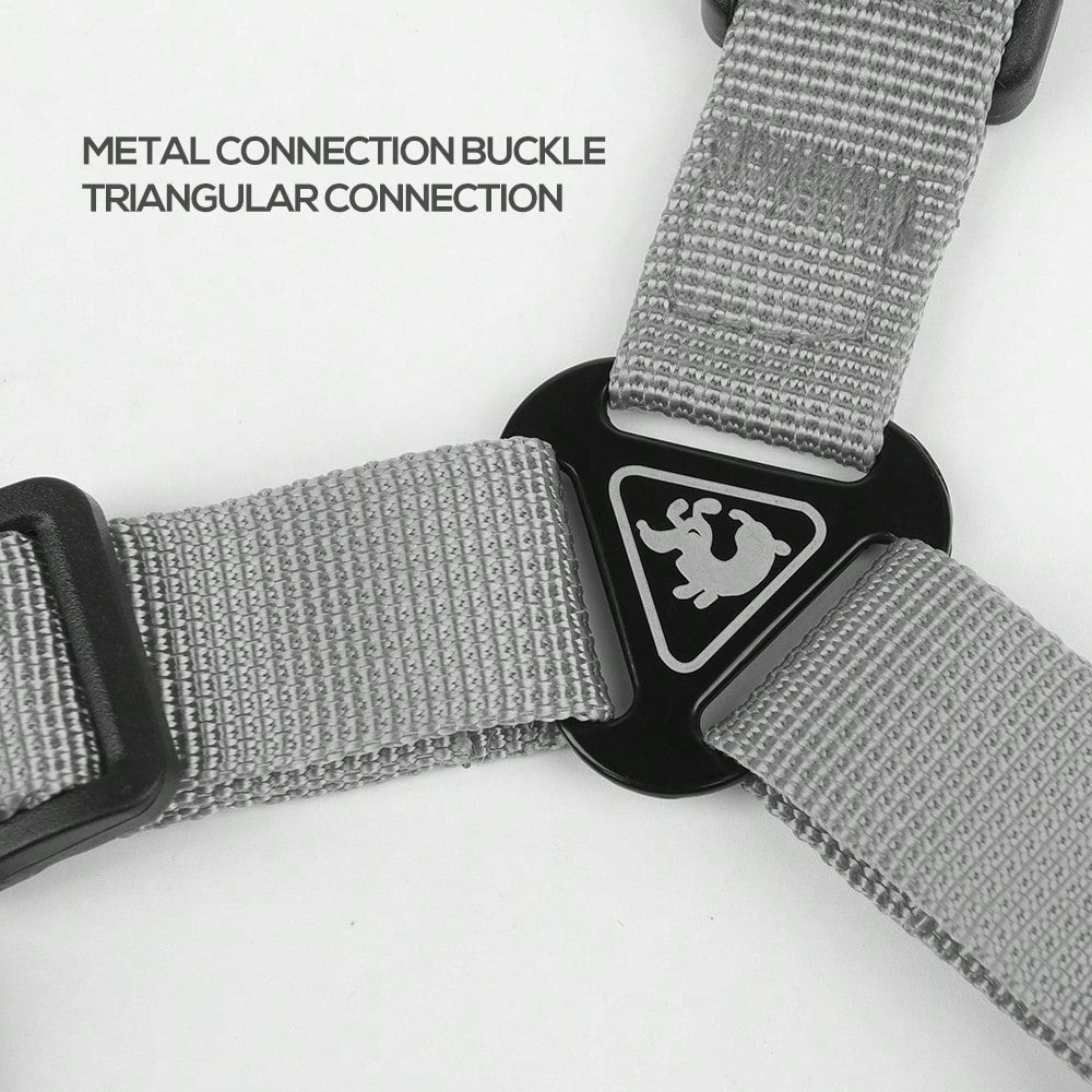 Black reflective dog leash set with adjustable polyester harness and collar, soft breathable mesh design for small and medium dogs during outdoor walks