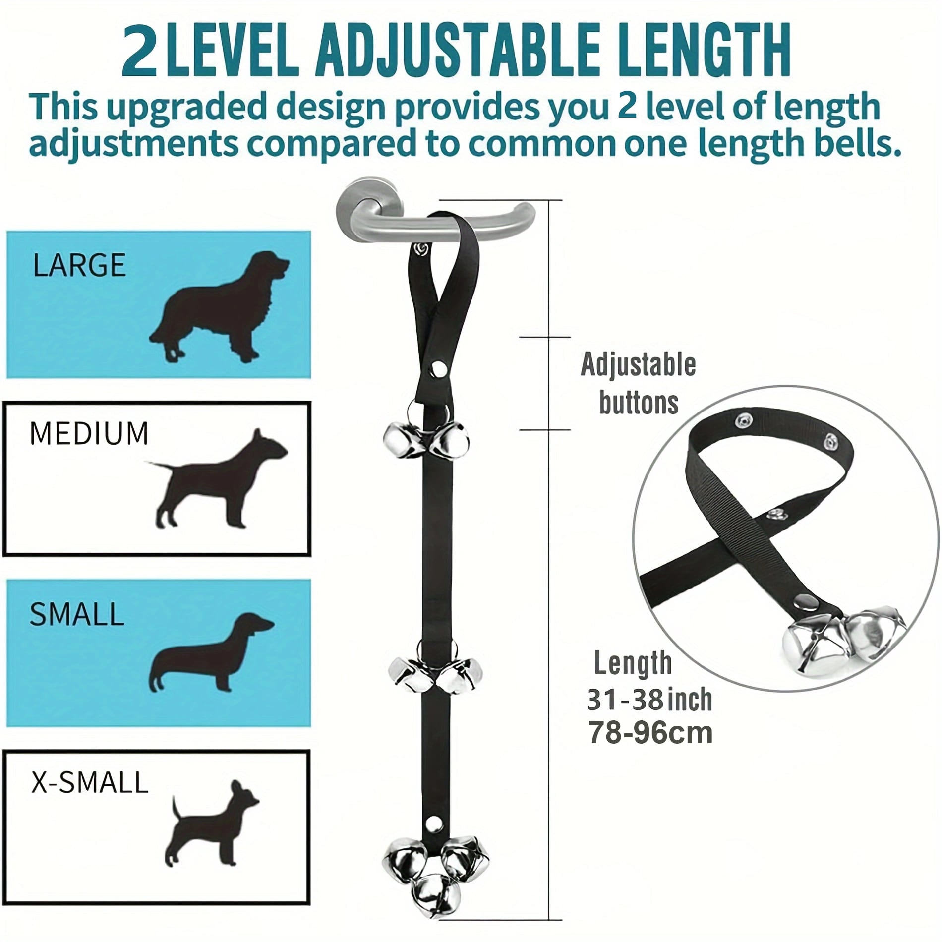 Dog Doorbells Premium Quality Training Potty Great Dog Bells Adjustable Door Bell Dog Bells For Potty Training Your Puppy The Easy Way - 7 Extra Large Loud 1.4 DoorBells