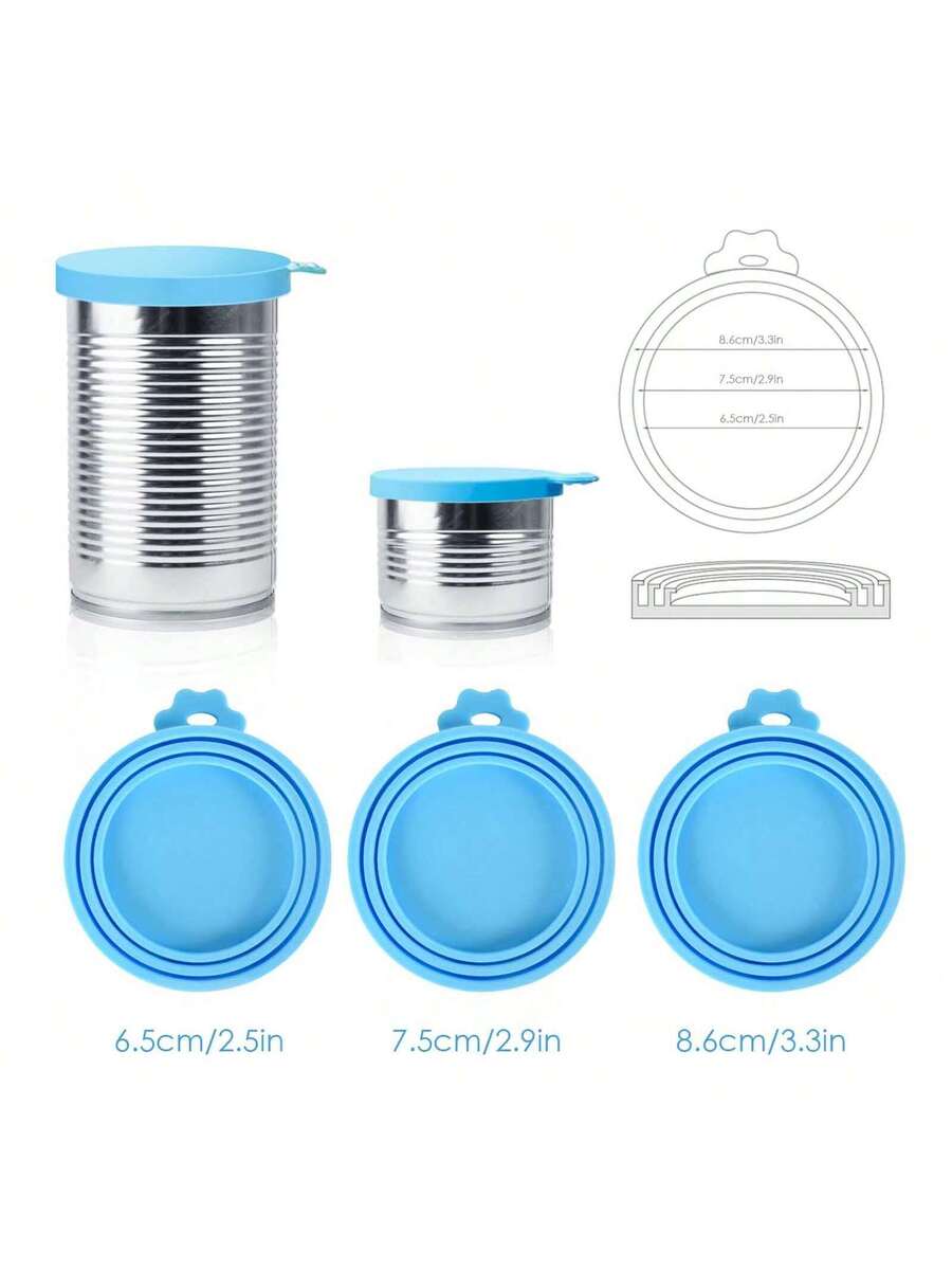 2 pieces of multicolor silicone pet food can lids with a spoon for dog and cat canned food