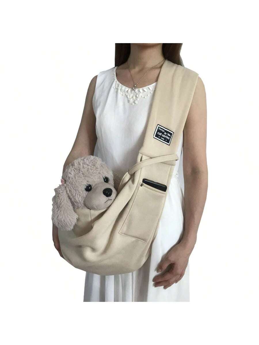 Multicolor breathable polyester pet sling bag carrier with shoulder strap and phone pocket for cats and small dogs