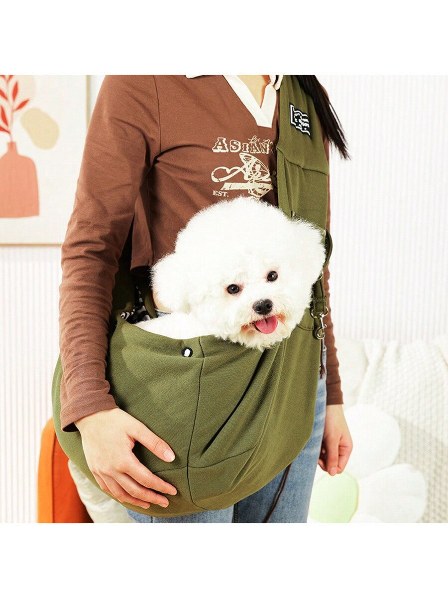 Multicolor breathable polyester pet sling bag carrier with shoulder strap and phone pocket for cats and small dogs