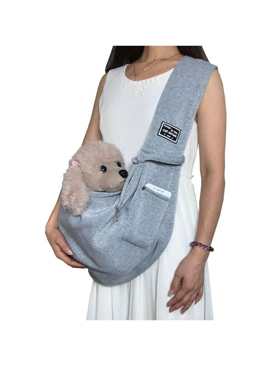 Multicolor breathable polyester pet sling bag carrier with shoulder strap and phone pocket for cats and small dogs