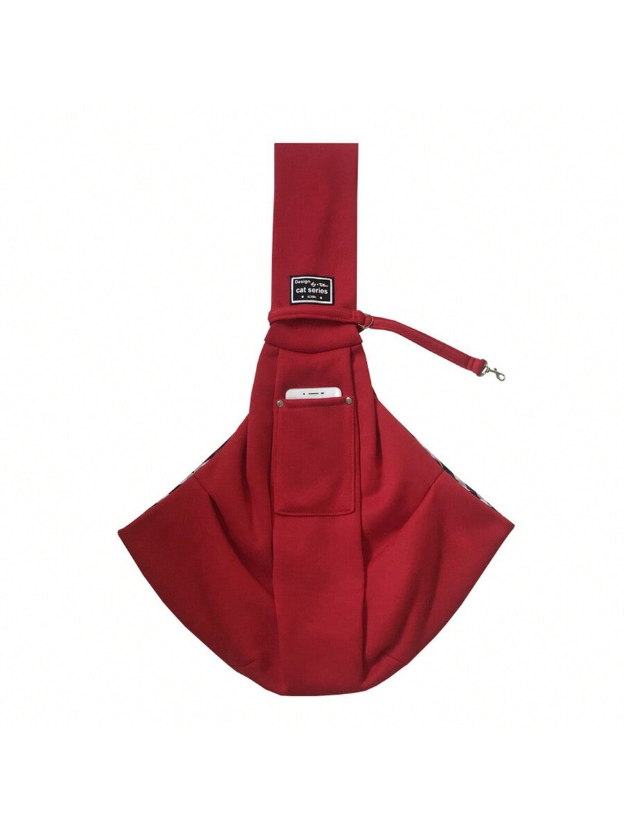 Multicolor breathable polyester pet sling bag carrier with shoulder strap and phone pocket for cats and small dogs