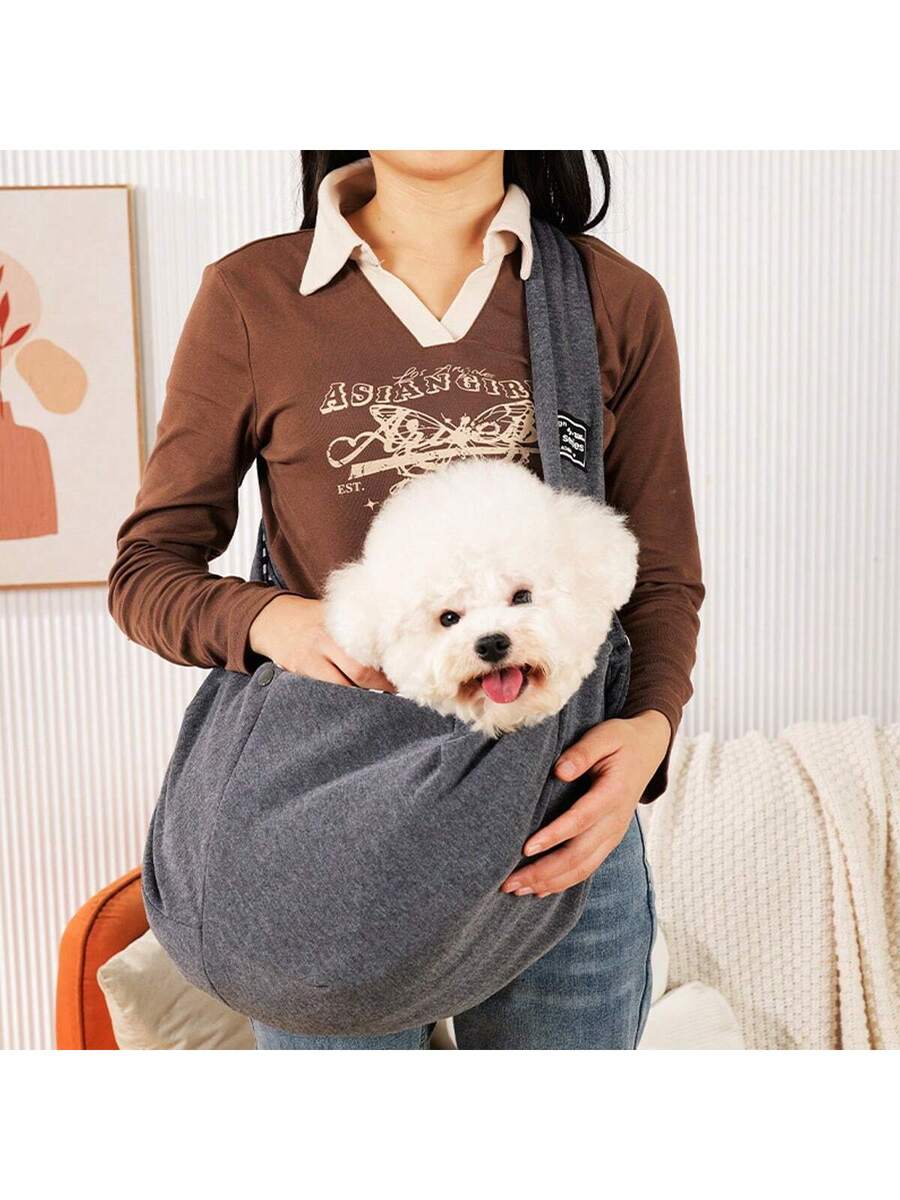 Multicolor breathable polyester pet sling bag carrier with shoulder strap and phone pocket for cats and small dogs