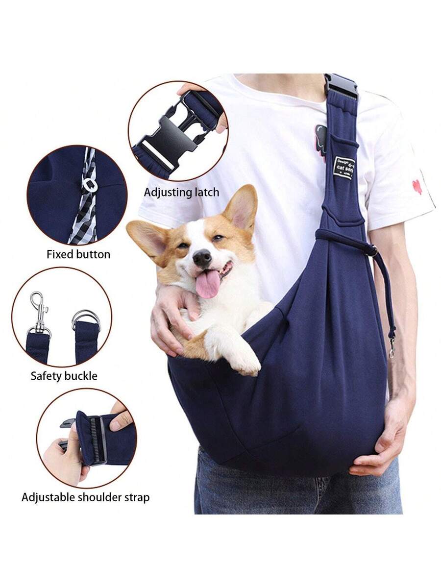 Multicolor breathable polyester pet sling bag carrier with shoulder strap and phone pocket for cats and small dogs