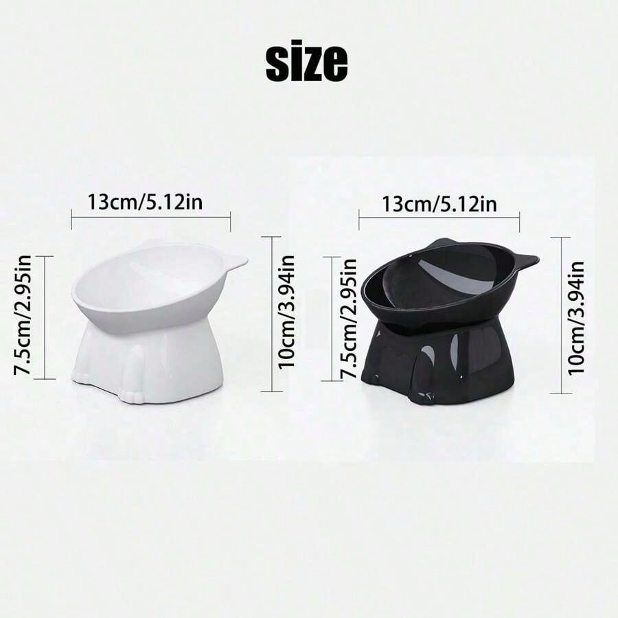 1 Cat Bowl, Anti Vomiting 15 Degree High Foot Tilted Pet Tray, Pet Neck Protection, Feeding Bowl, Drinking Bowl, Stable Base, Not Easy To Overturn, Cat Bowl Set, Suitable For Cats And Dogs, Can Be Washed In The Dishwasher, Pet Supplies