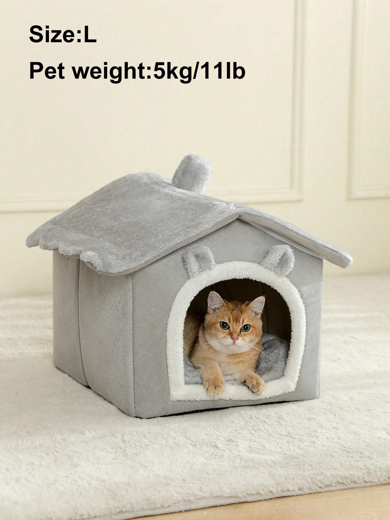 Brown breathable fabric cat house bed cushion and comfortable pet nest basket for cats and puppies