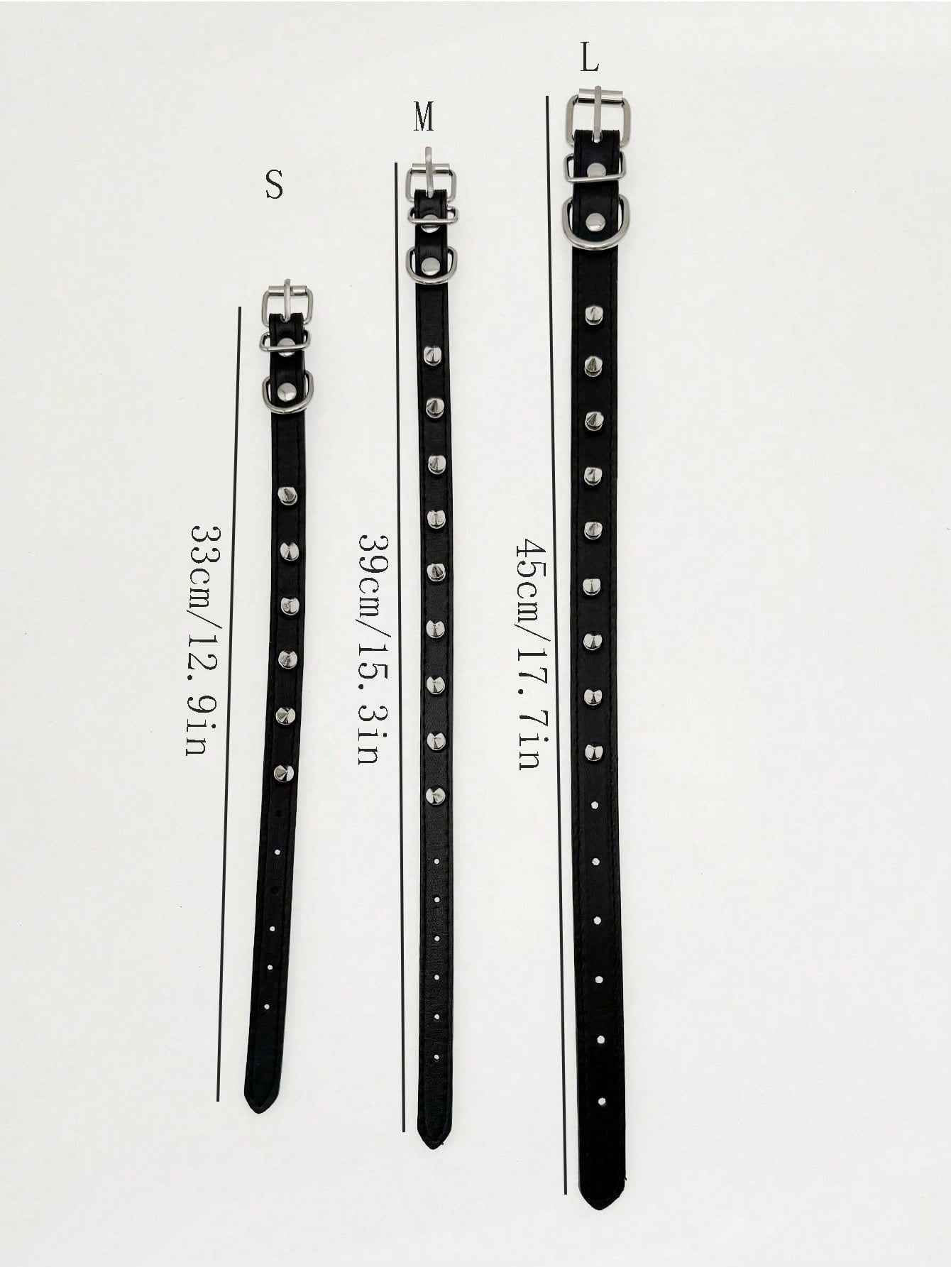 Black polyurethane pet collar with rivet decor and animal pattern styling for cats and dogs
