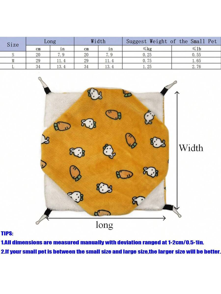 Multicolor soft coral fleece double-layer hanging bed sleeper with cartoon bear pattern for small animals.