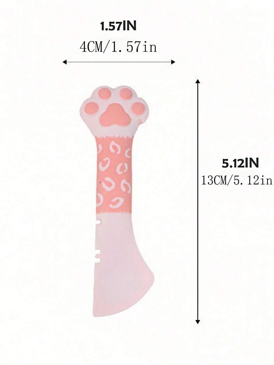 Multicolor cat paw shaped silicone pet can spoon and opener tool for feeding cats, dogs, and small animals.