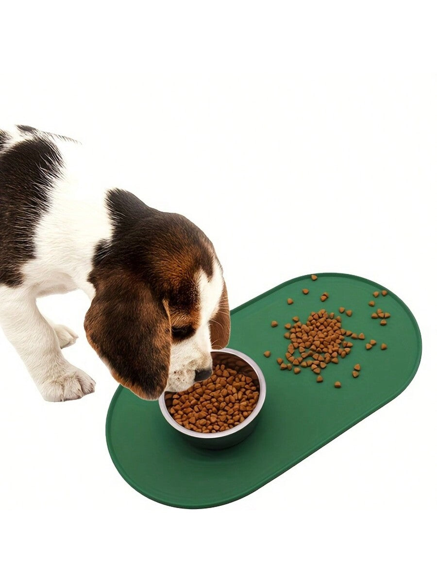 Multicolor silicone pet feeding mat for cats and dogs featuring a non-slip and anti-spill design to keep pet bowls in place.