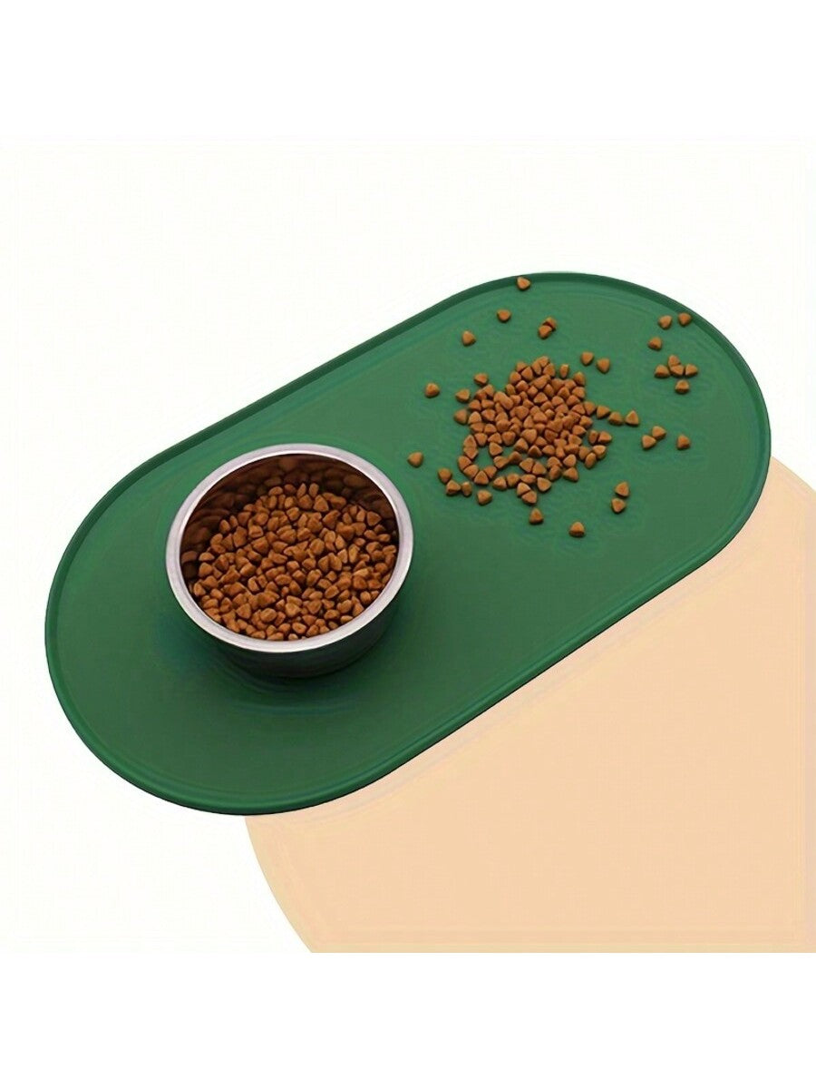 Multicolor silicone pet feeding mat for cats and dogs featuring a non-slip and anti-spill design to keep pet bowls in place.
