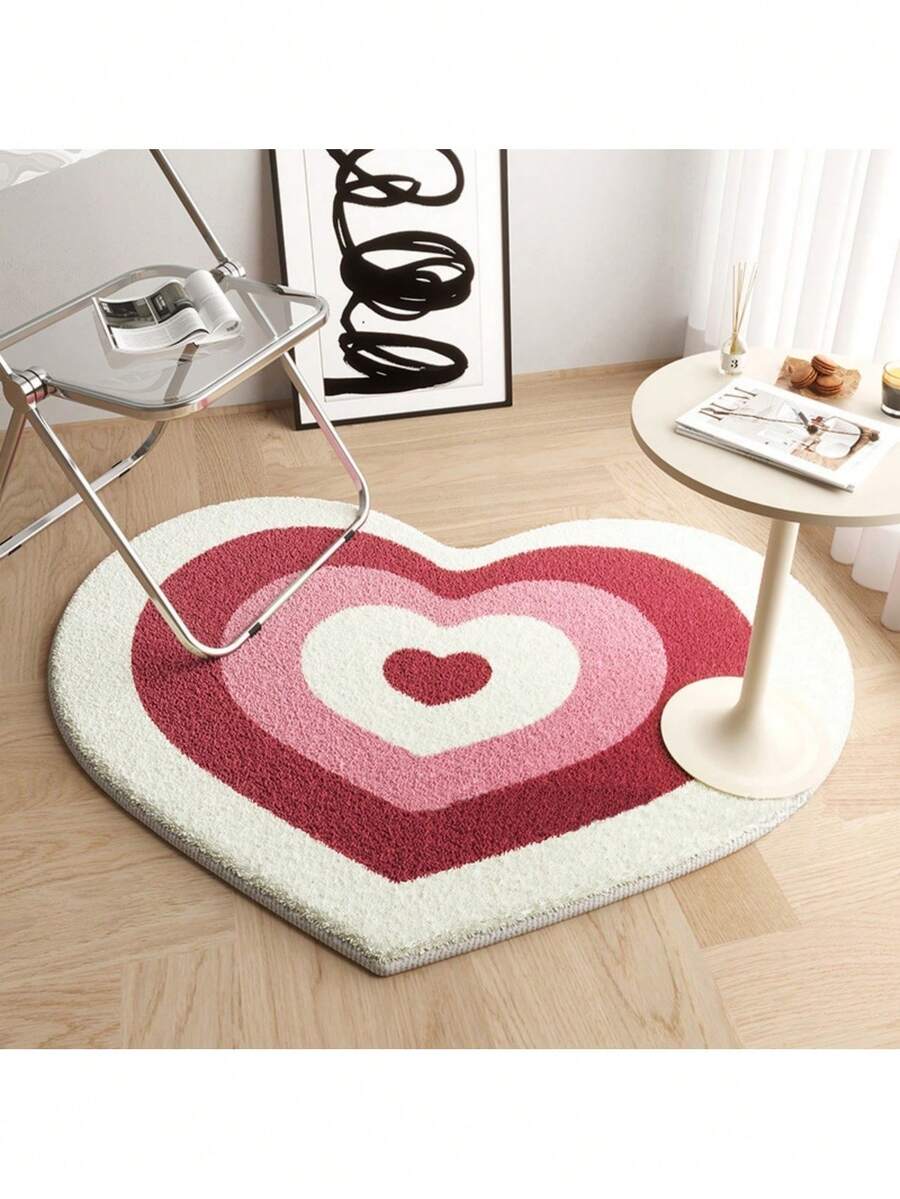 Multicolor ombre heart-shaped plush pet cushion pad for cats and dogs.