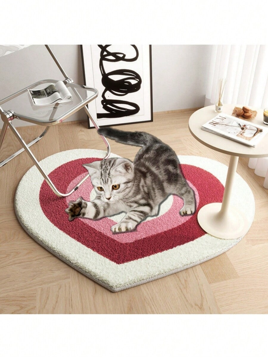 Multicolor ombre heart-shaped plush pet cushion pad for cats and dogs.