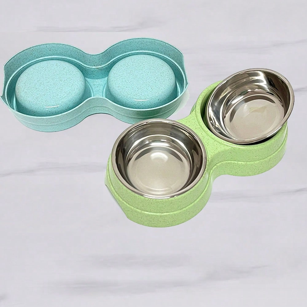 Stainless Steel Double Pet Bowls For Dogs And Cats - Non-Skid Base - Perfect For Food And Water - Easy To Clean