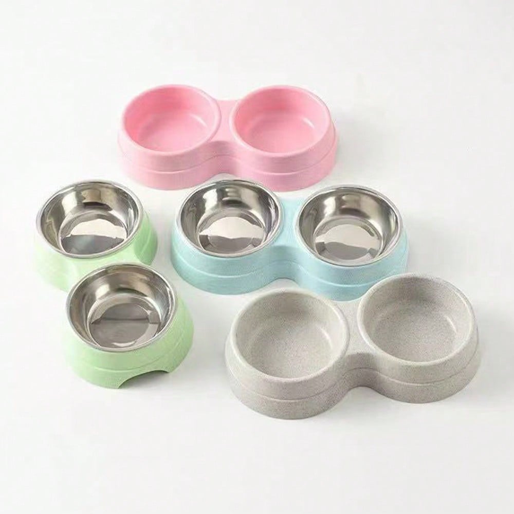 Stainless Steel Double Pet Bowls For Dogs And Cats - Non-Skid Base - Perfect For Food And Water - Easy To Clean
