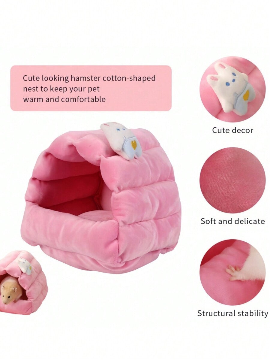 Multicolor flower branch print hamster hammock and heating pet nest bed hanging inside a cage for small pets like hamsters, squirrels, and hedgehogs.