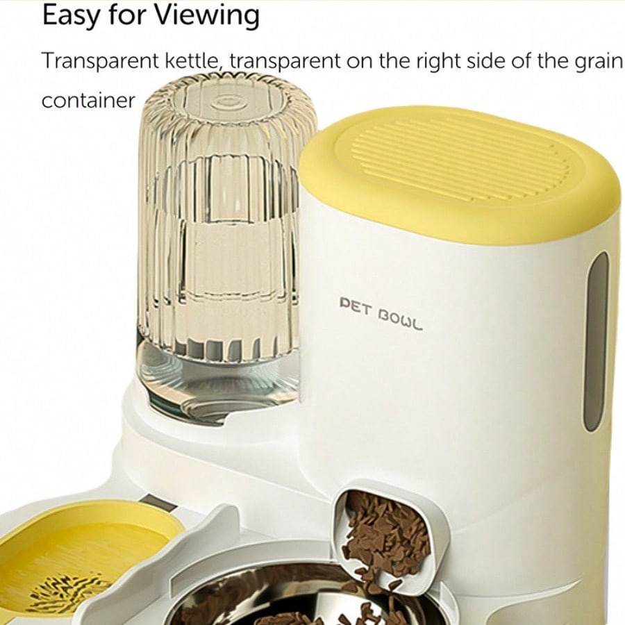 LocalTwo-In-One Automatic Cat Water Dispenser Set-Detachable, Washable, Automatic Feeding Station, Indoor Cat Food Bowl
