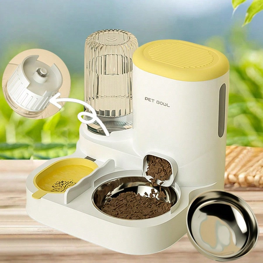 LocalTwo-In-One Automatic Cat Water Dispenser Set-Detachable, Washable, Automatic Feeding Station, Indoor Cat Food Bowl