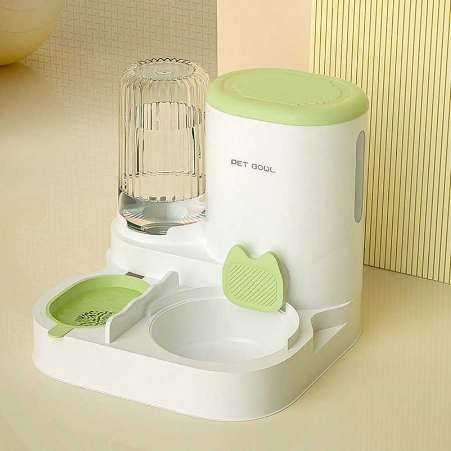 LocalTwo-In-One Automatic Cat Water Dispenser Set-Detachable, Washable, Automatic Feeding Station, Indoor Cat Food Bowl