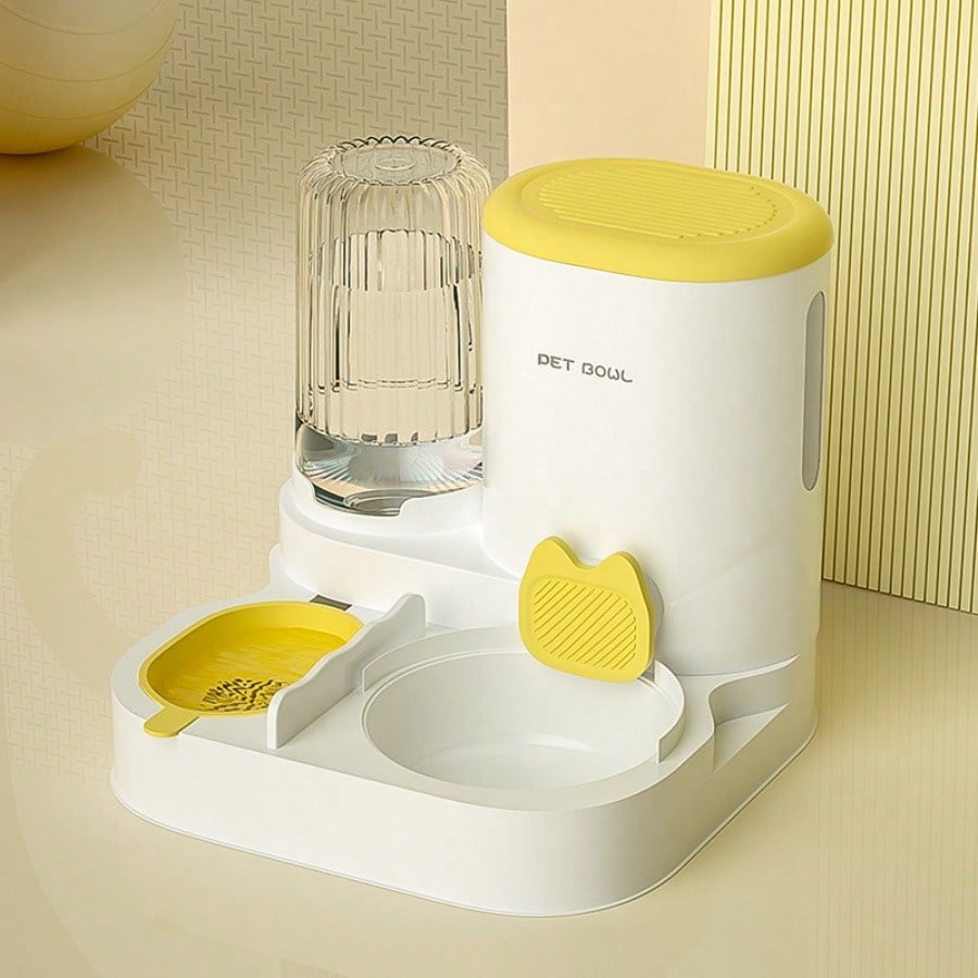 LocalTwo-In-One Automatic Cat Water Dispenser Set-Detachable, Washable, Automatic Feeding Station, Indoor Cat Food Bowl