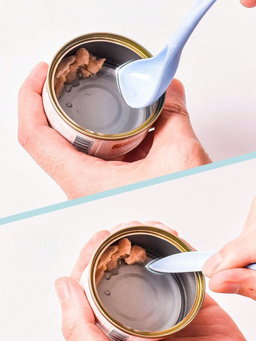 Multicolor 3-in-1 silicone pet food can lid with spoon for cat and dog food cans.